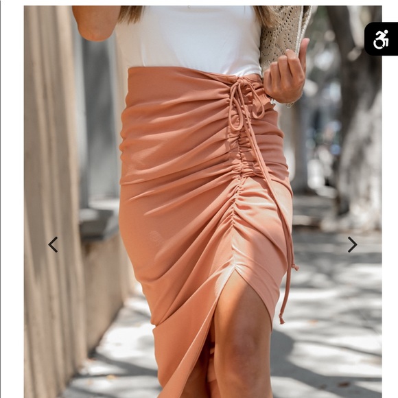 Stitch and Feather Ruched Tie Midi Skirt - Medium - Picture 4 of 4